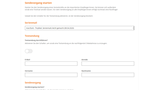 Screenshot Sendevorgang